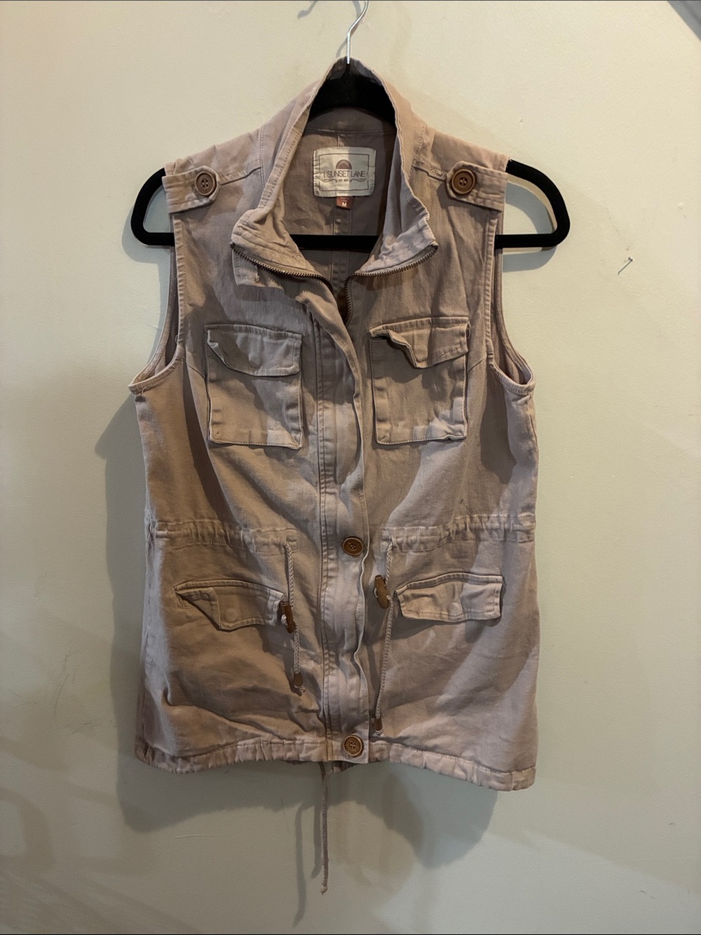 1 Sunset Lane Mauve Military Vest with Drawstring Waist